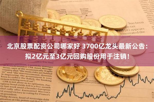 北京股票配资公司哪家好 3700亿龙头最新公告：拟2亿元至3亿元回购股份用于注销！